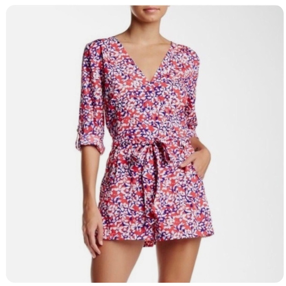 YUMI KIM Floral Liz Short Romper Red